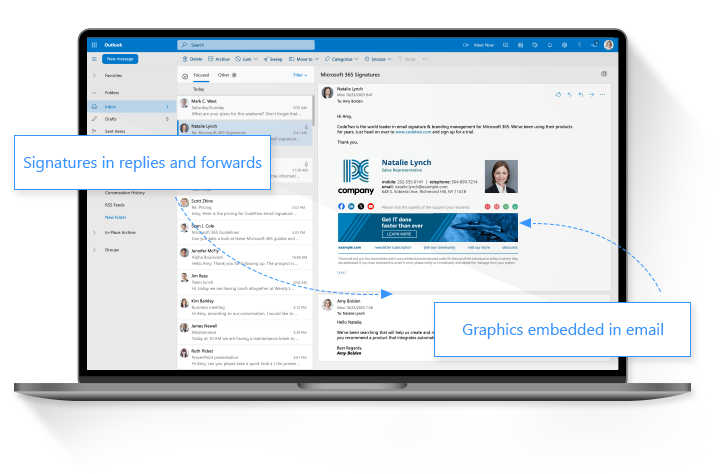 Graphics embedded in email