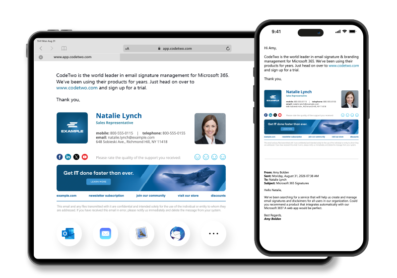 Support de tous appset appareils de messagerie