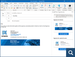 Firmas añadidas directamente en Outlook cuando redacta un correo electrónico