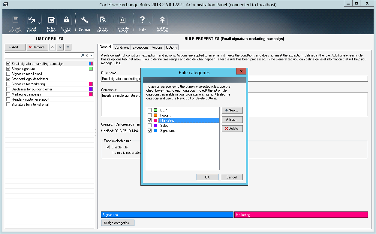 CodeTwo Exchange Rules screenshot