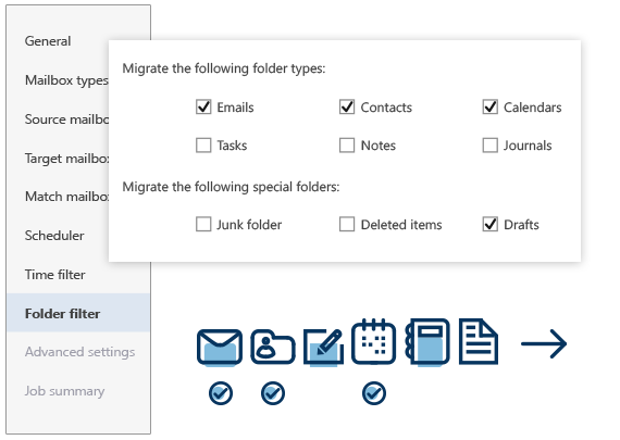 Office 365 Migration - Folder types selection