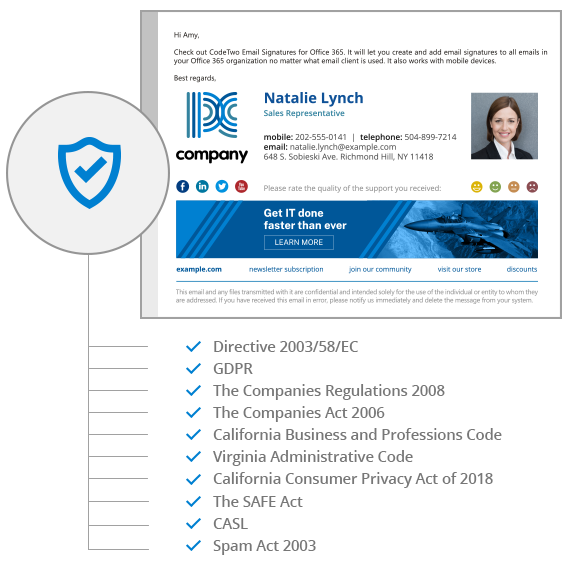 Stay compliant with CodeTwo Email Signatures for Office 365
