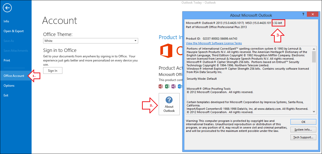 get outlook version
