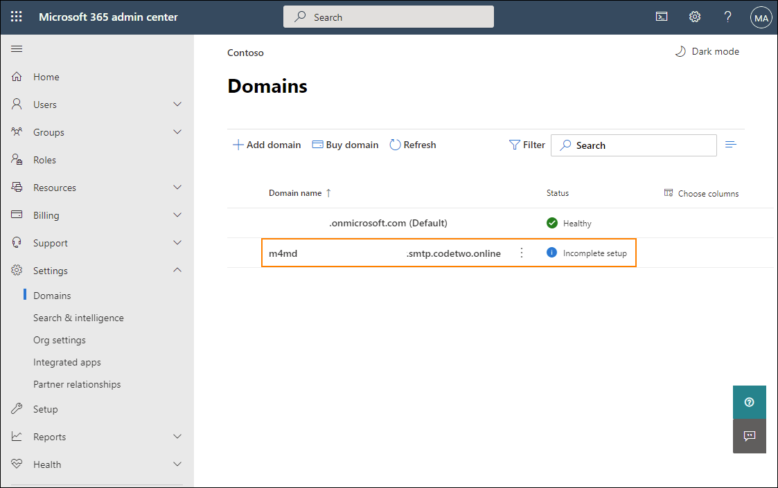 How to configure a CodeTwo domain in Office 365