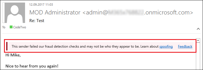 email spoofing office 365