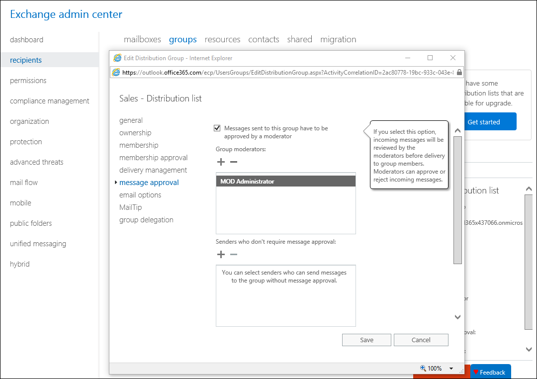 How to fix problems with message approval for distribution groups in