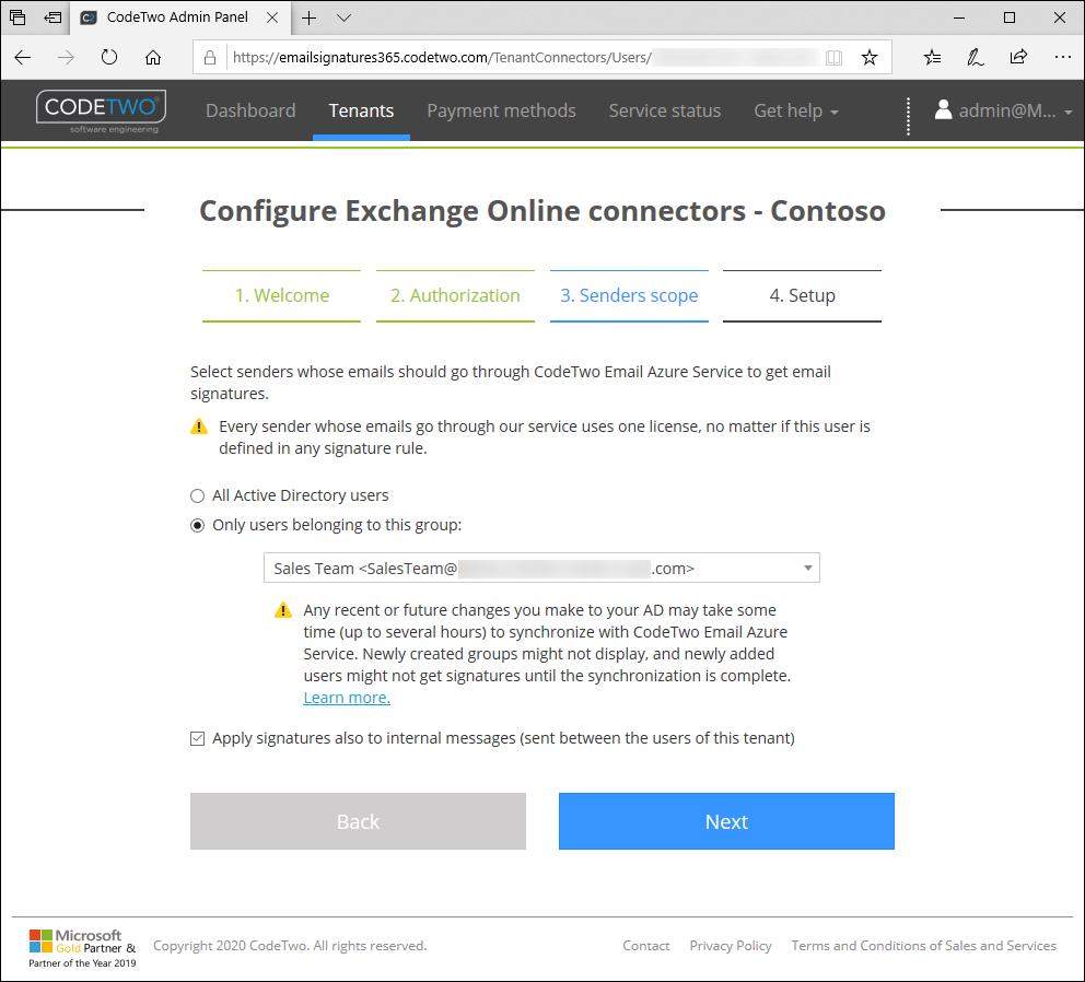 How to add multiple groups to CodeTwo transport rule in Office 365