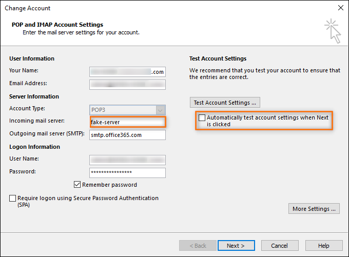 imap account settings for outlook 2016