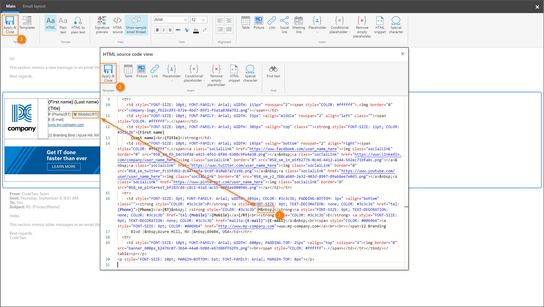 How to fix spaces disappearing from email signatures