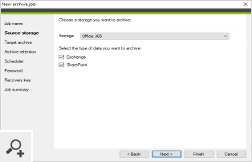 Storages containing your backups can be archived automatically through archive jobs. This way you can further secure your backup or make sure that data deleted by retention policies is not lost.