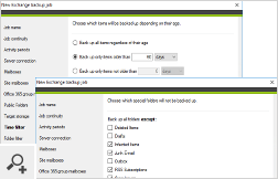 Backed up Exchange items can be also filtered according to their type or age.