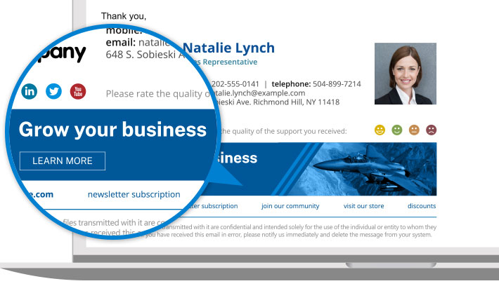 Email signatures for marketing purposes