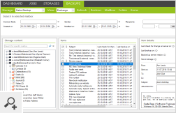 The Backups tab lets you browse backup copies to find specific items or folders. If any changes are made to the source items (in your Microsoft 365 tenant) between backup cycles, these items are backed up again and made available as separate versions in the program.