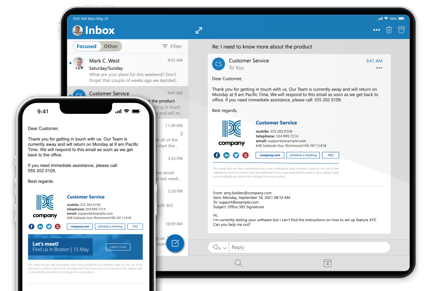 Centrally managed automatic replies