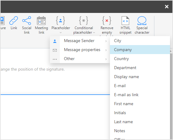 Convenient placeholder picker in CodeTwo's editor