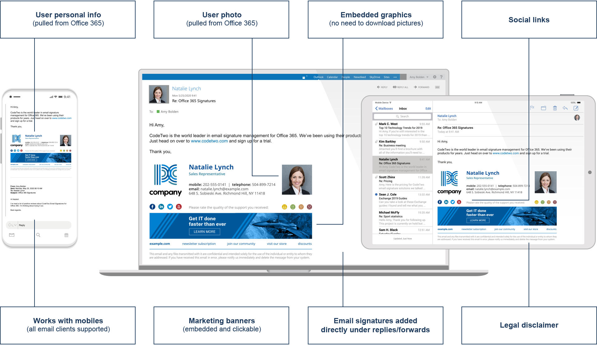 Email signatures management features