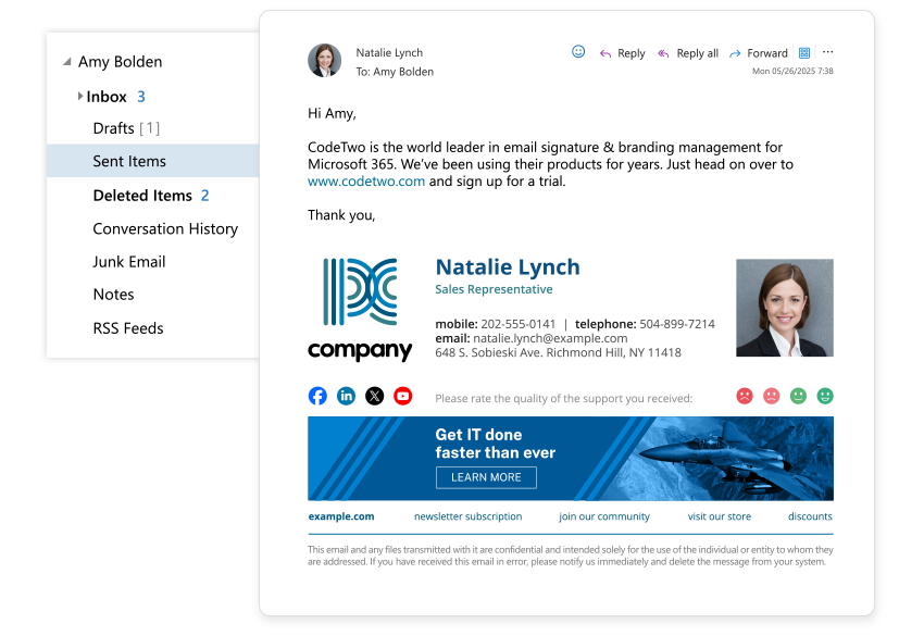 Email signatures in Sent Items