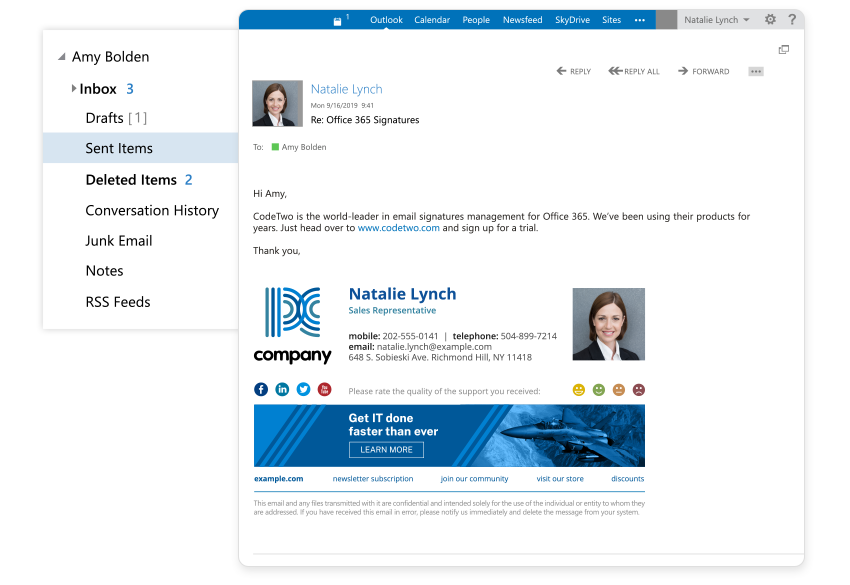 Email signatures in Sent Items