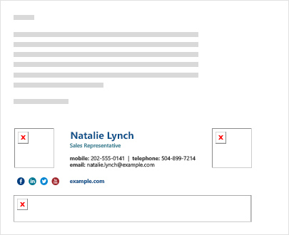 Logos and photos embedded in email signatures