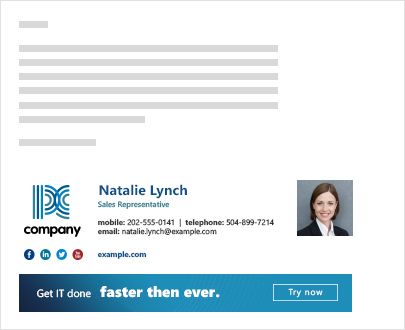 Logos and photos embedded in email signatures