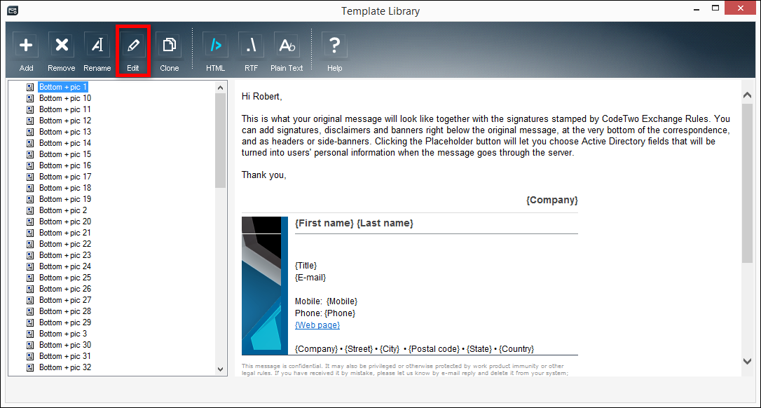 configuration of rules template library codetwo exchange rules library html template