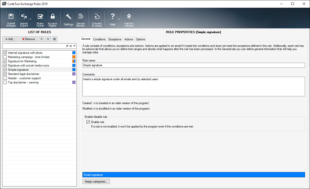 CodeTwo Exchange Rules 2010 screenshot