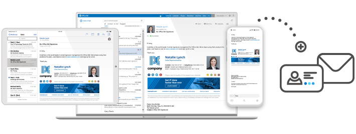 Add email signatures to messages sent from all email clients and devices