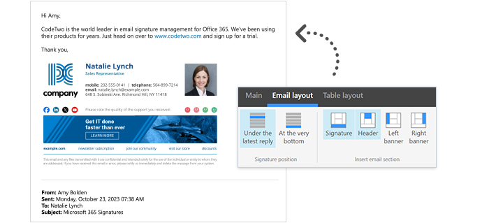 Keep your signatures directly under your message