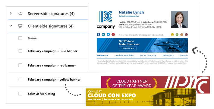Set up email signatures with alternating banners