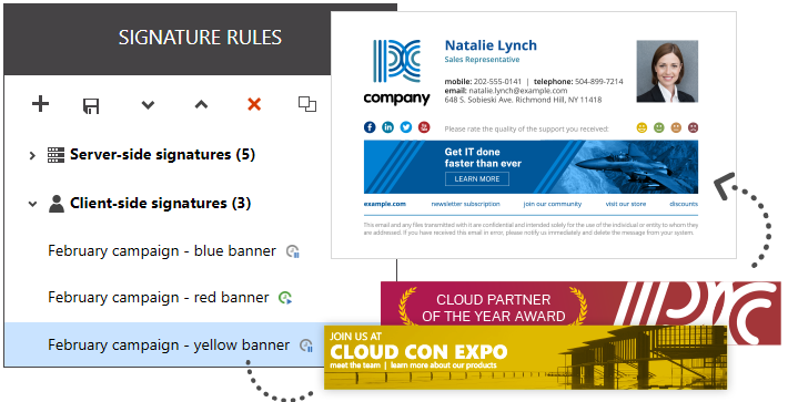 Set up email signatures with alternating banners