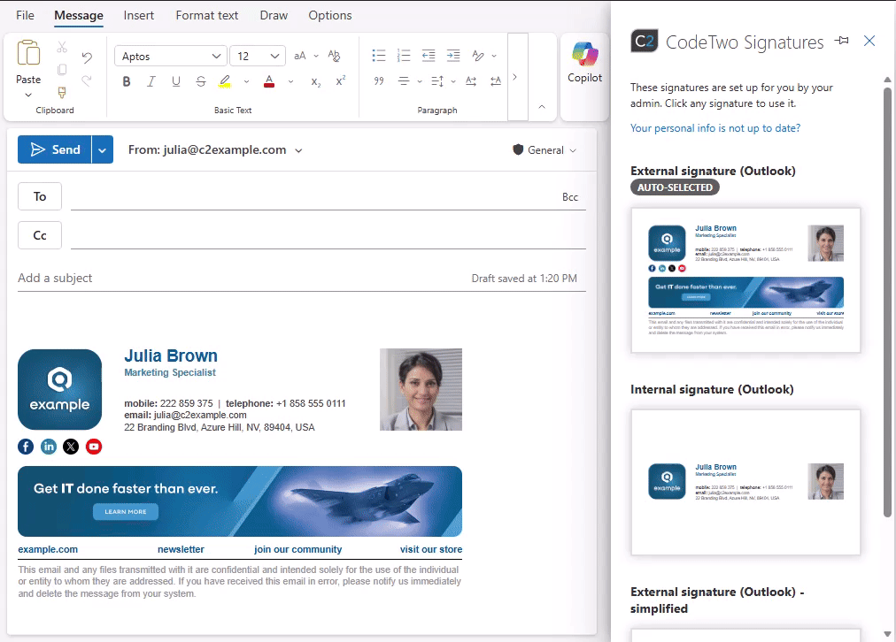 Choosing which signature to use when sending an email from an alternative From address.