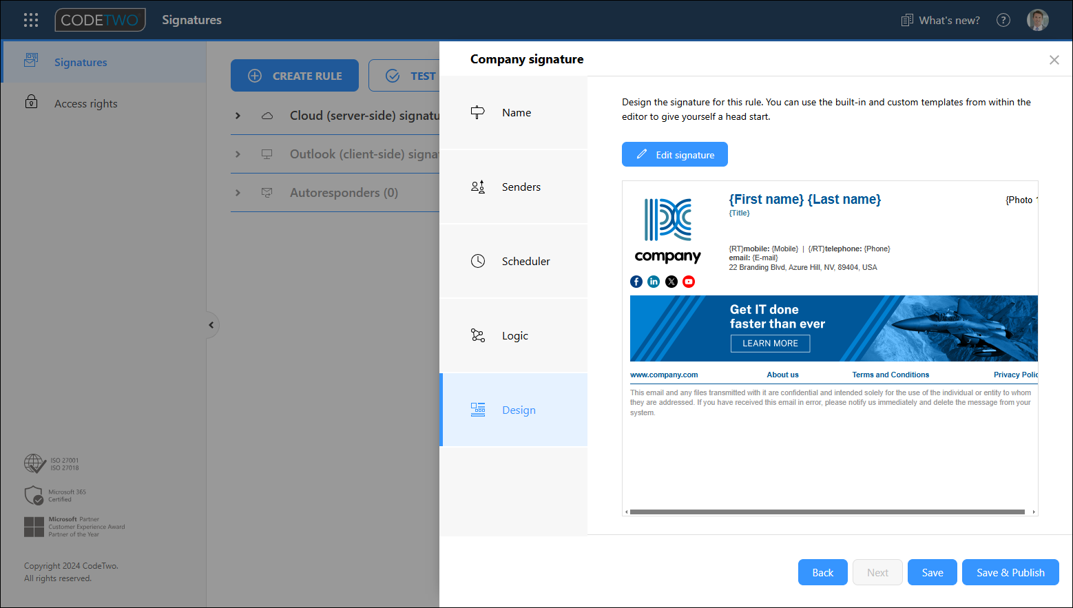 Email signatures - Create a signature rule | CodeTwo Email Signatures ...