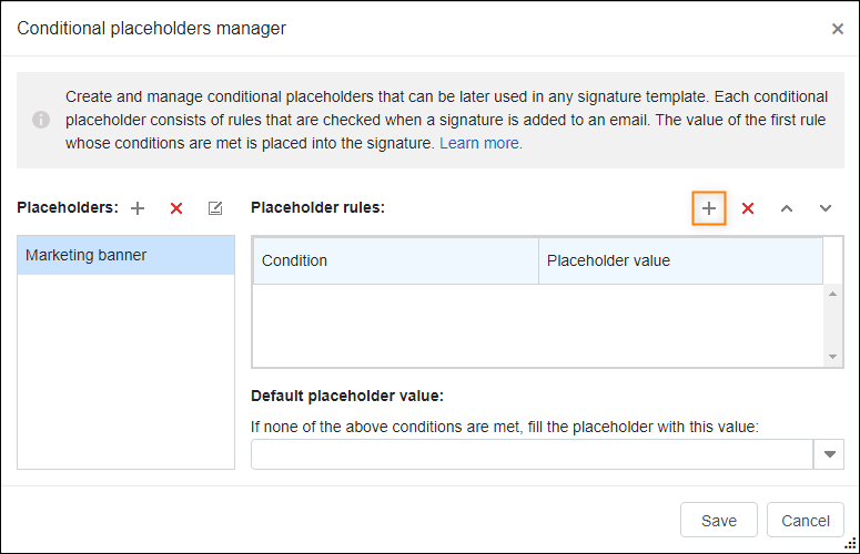 Creating a new placeholder rule.