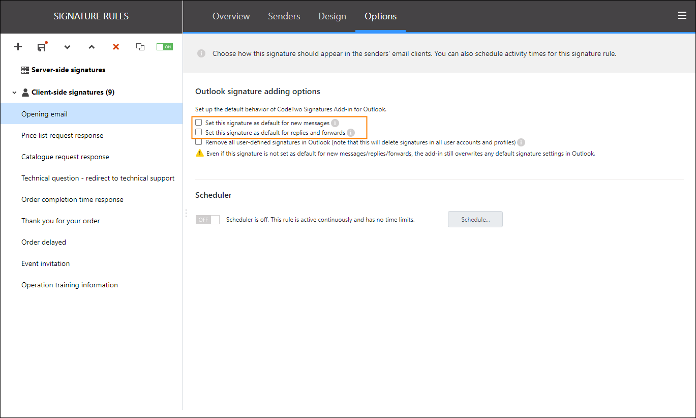 Examples of use Use signatures as canned responses CodeTwo Email