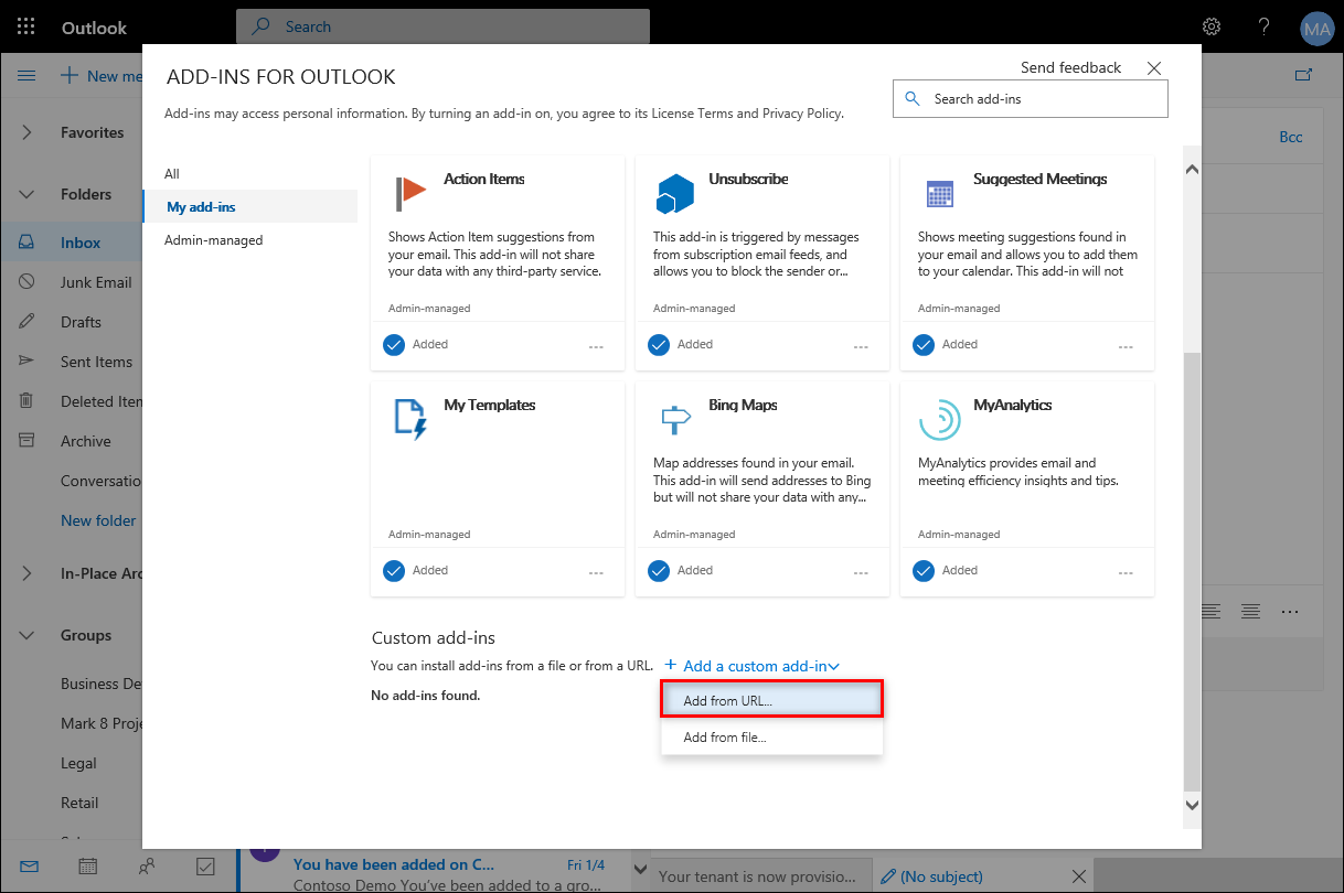 cannot find add-in outlook for mac