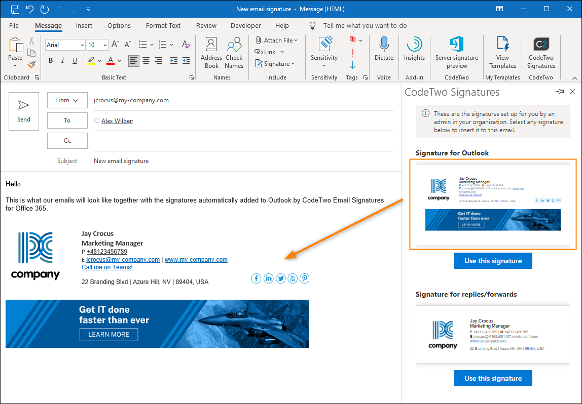 how to add signature in outlook web app
