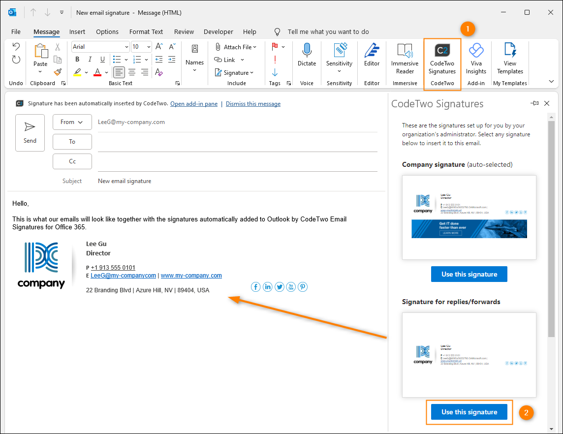 Email signatures - Use Outlook add-in - Add Outlook (client-side)  signatures