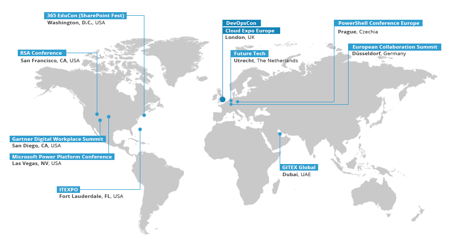 IT events for administrators in 2023 map