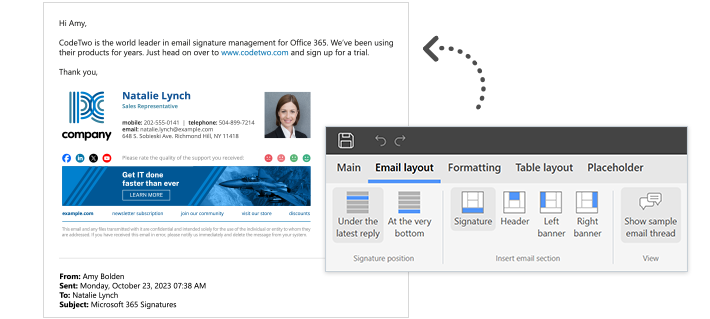 Keep your signatures directly under your message