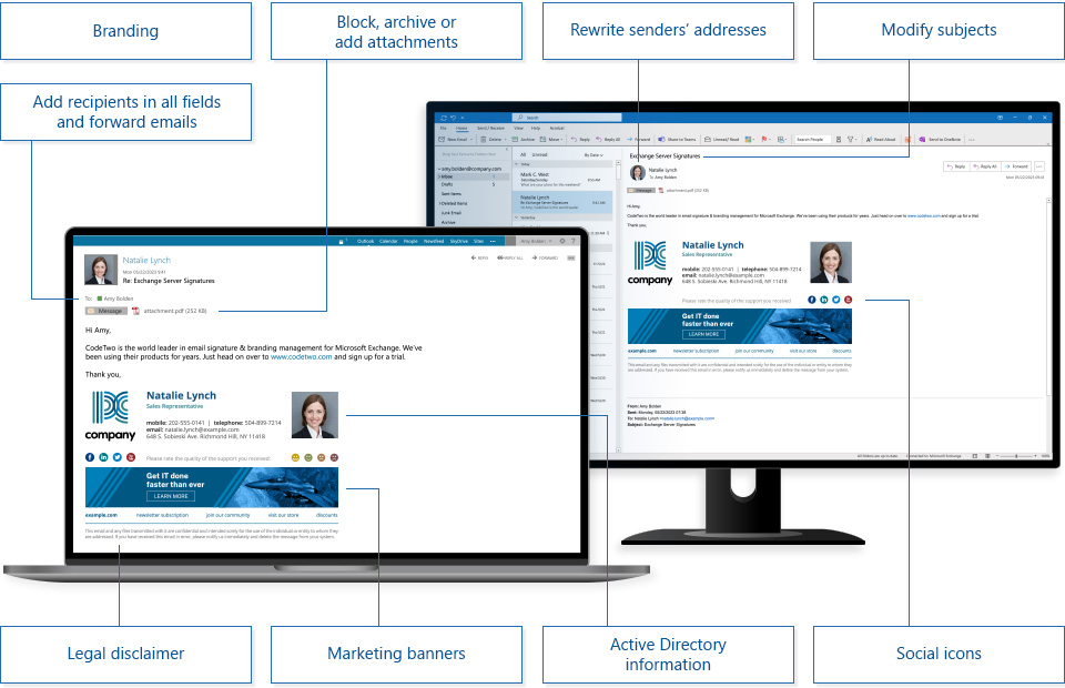 Professional email signature by CodeTwo Exchange Rules Pro