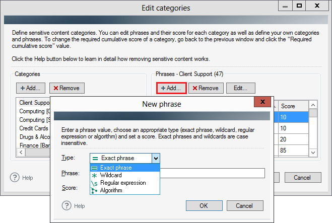 Configuration Of Rules Actions Remove Sensitive Content