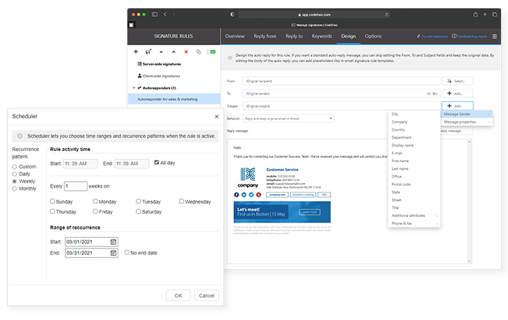 Advanced scheduling options