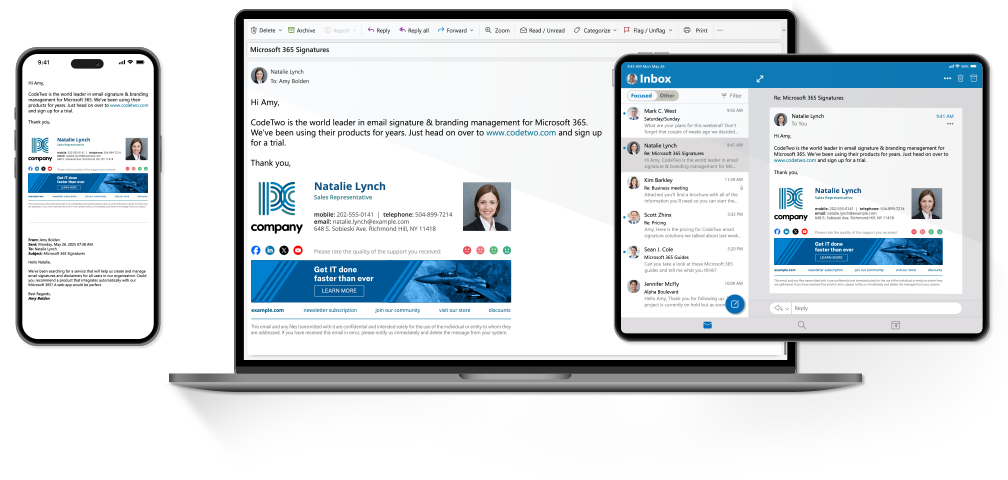 All email clients and mobile devices supported