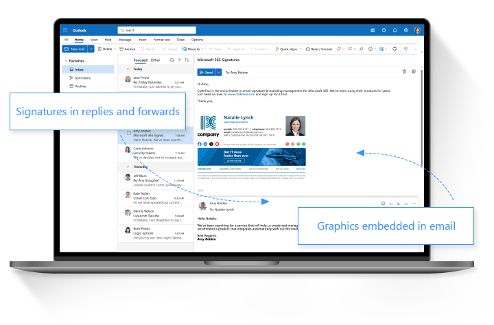 Graphics embedded in email