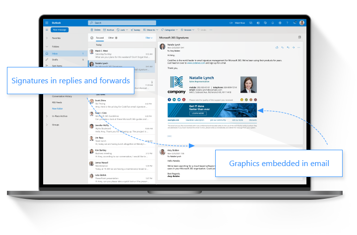 Graphics embedded in email