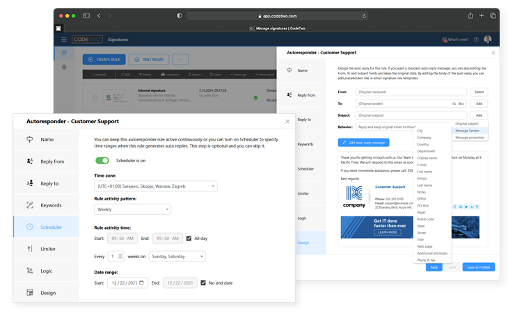 Advanced scheduling options