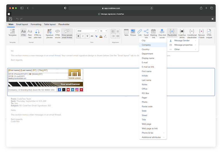 Handy signature template editor