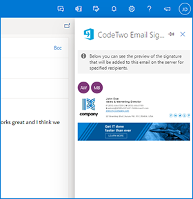 Office 365 server-sided signatures visible while composing emails in Outlook, Outlook for Mac, and OWA