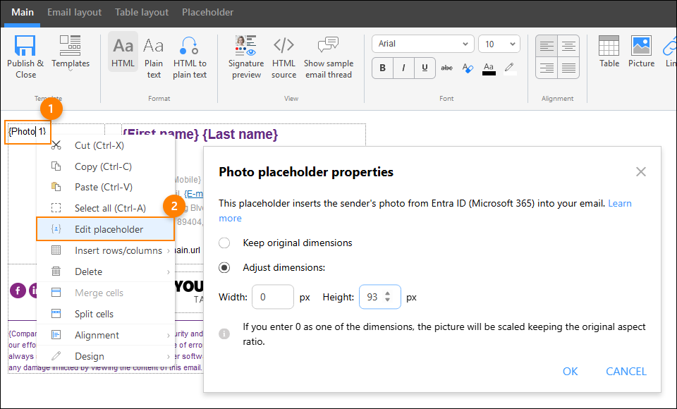 Editing the dimensions of an Office 365 user photo