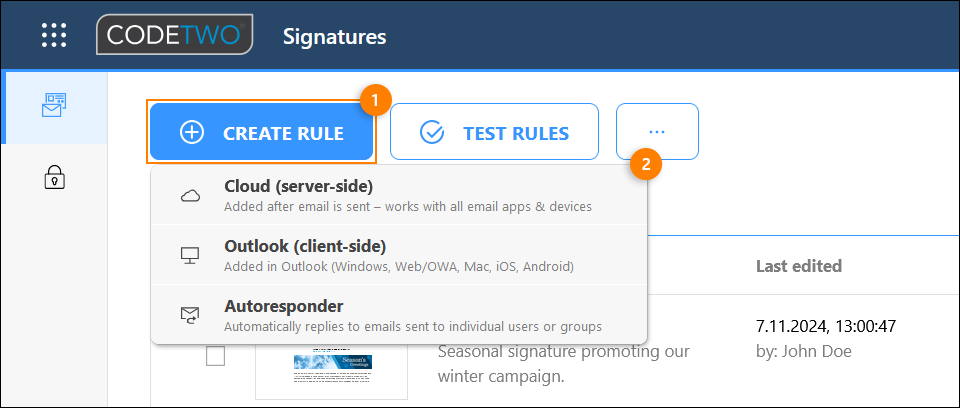 Adding a new email signature rule in CodeTwo Email Signatures for Office 365